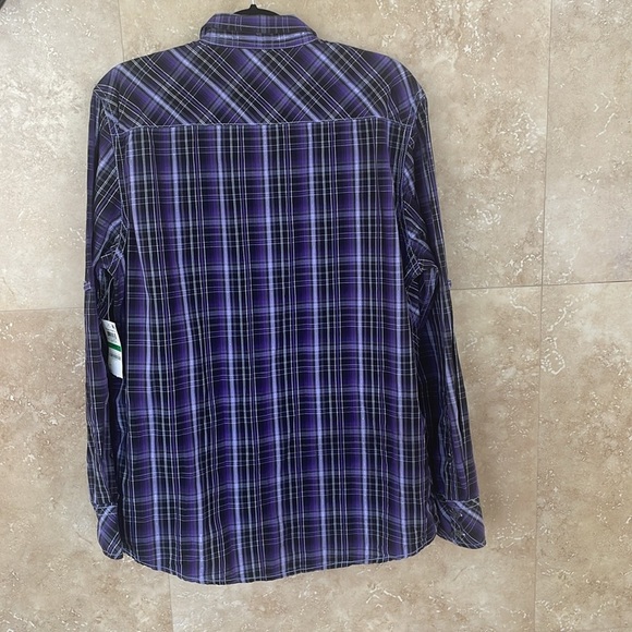 INC International Concepts Purple Plaid Western Shirt Men’s Large Long Sleeve - Picture 5 of 14